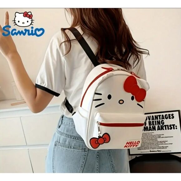 Hello Kitty Handbags - Hello Kitty Backpack Purse for Women Adorable Sanrio Red Bow Bag with Adjustable